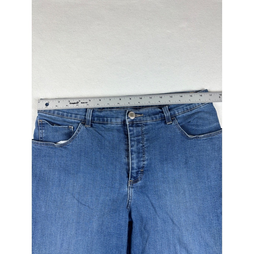 Lee Classic Fit Jeans Women 14 Petite Blue Straight Leg Mid Rise Stretch Denim - Picture 3 of 7